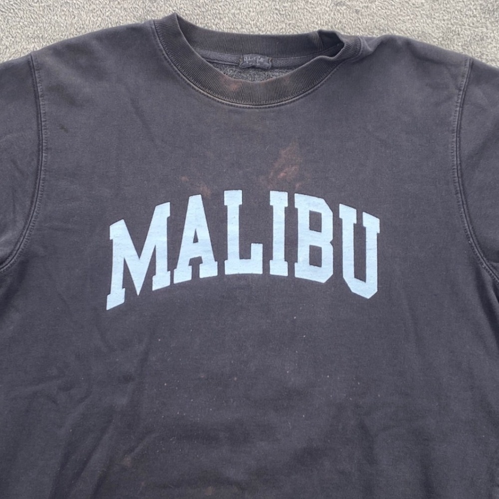 John Galt Malibu Sweatshirt Womens Large Distressed Navy Blue Crewneck Pullover
